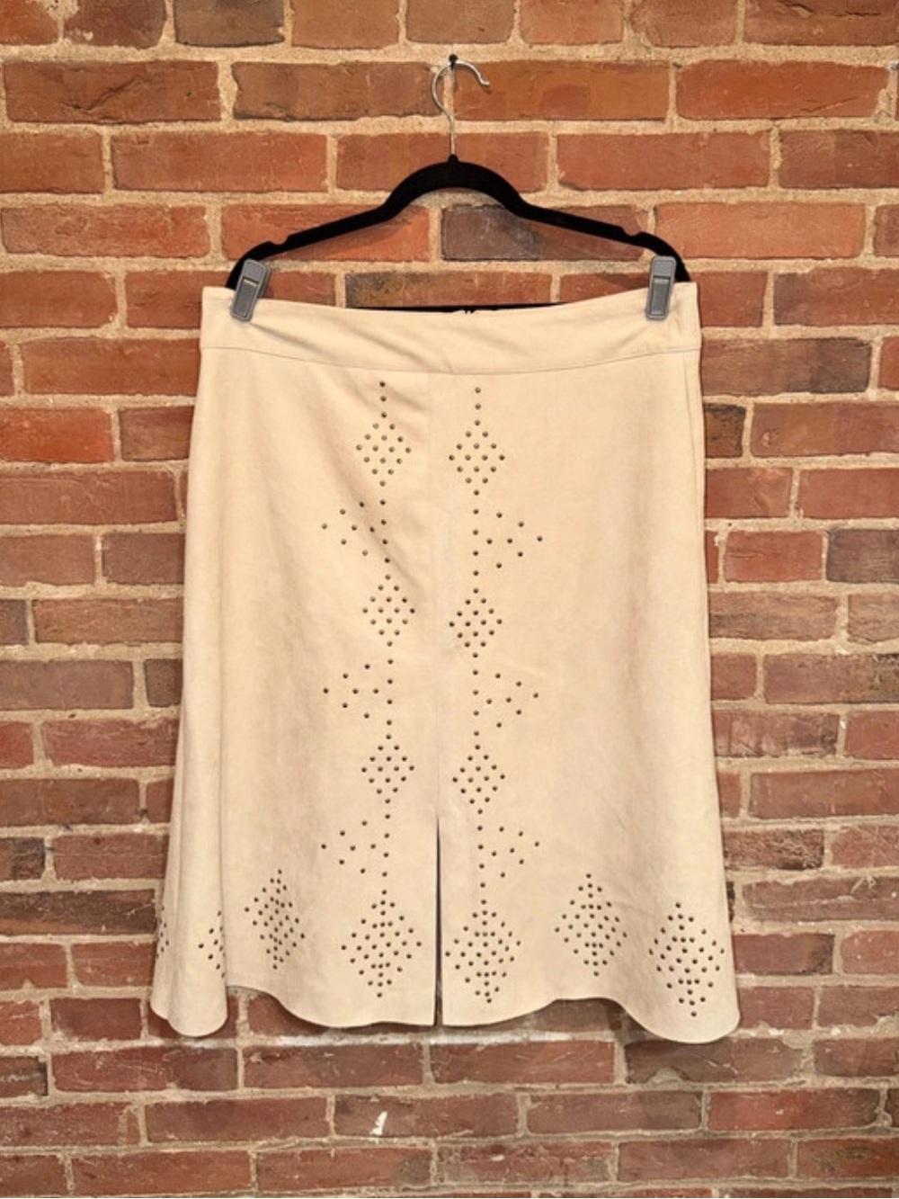 Chico's Cream A-Line Suede Midi Skirt